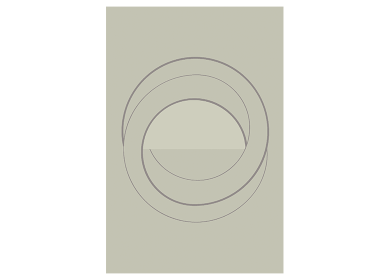 beige Teppich mit grauen großen Kreisen in der Mitte
