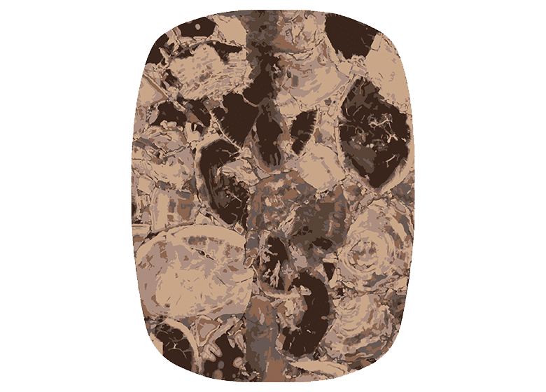 ovaler Teppich mit Farbvermisch von hell- und dunkelbraun