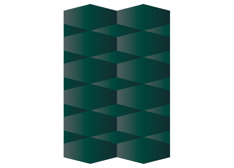grüner Teppich mit Karo und Hexagon Muster