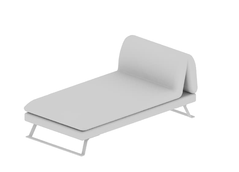 3D-Modell eines Longchair in weiß. Er besteht aus einer langen Sitzfläche und der Rückenlehne.
