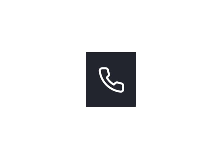 Telefon Symbol in weiß in einem schwarzen Quadrat.